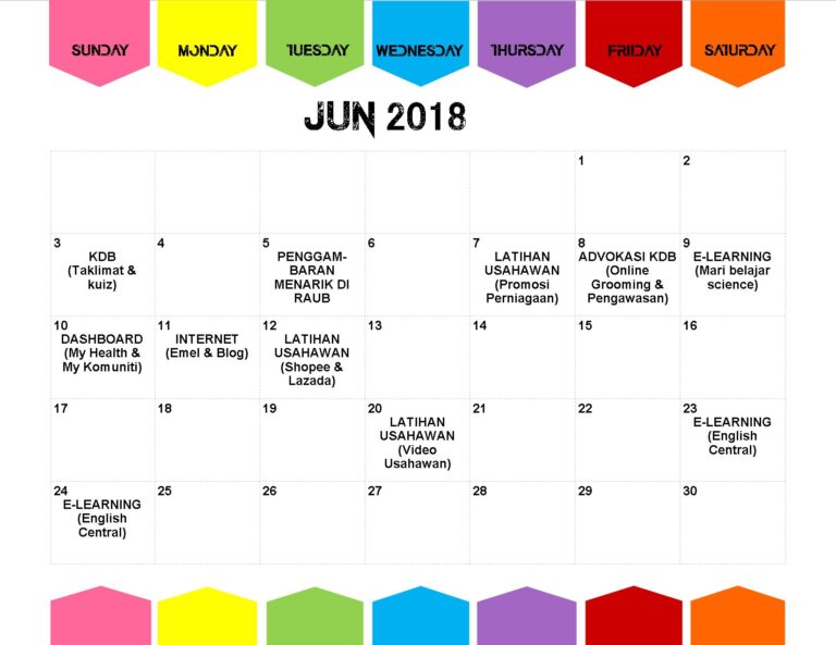 JADUAL AKTIVITI JUN 2018